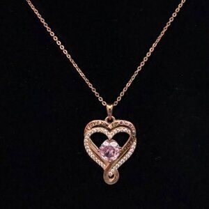 S925 " I love you for always and forever" Infinity Heart Necklace-L. Pink Cubic